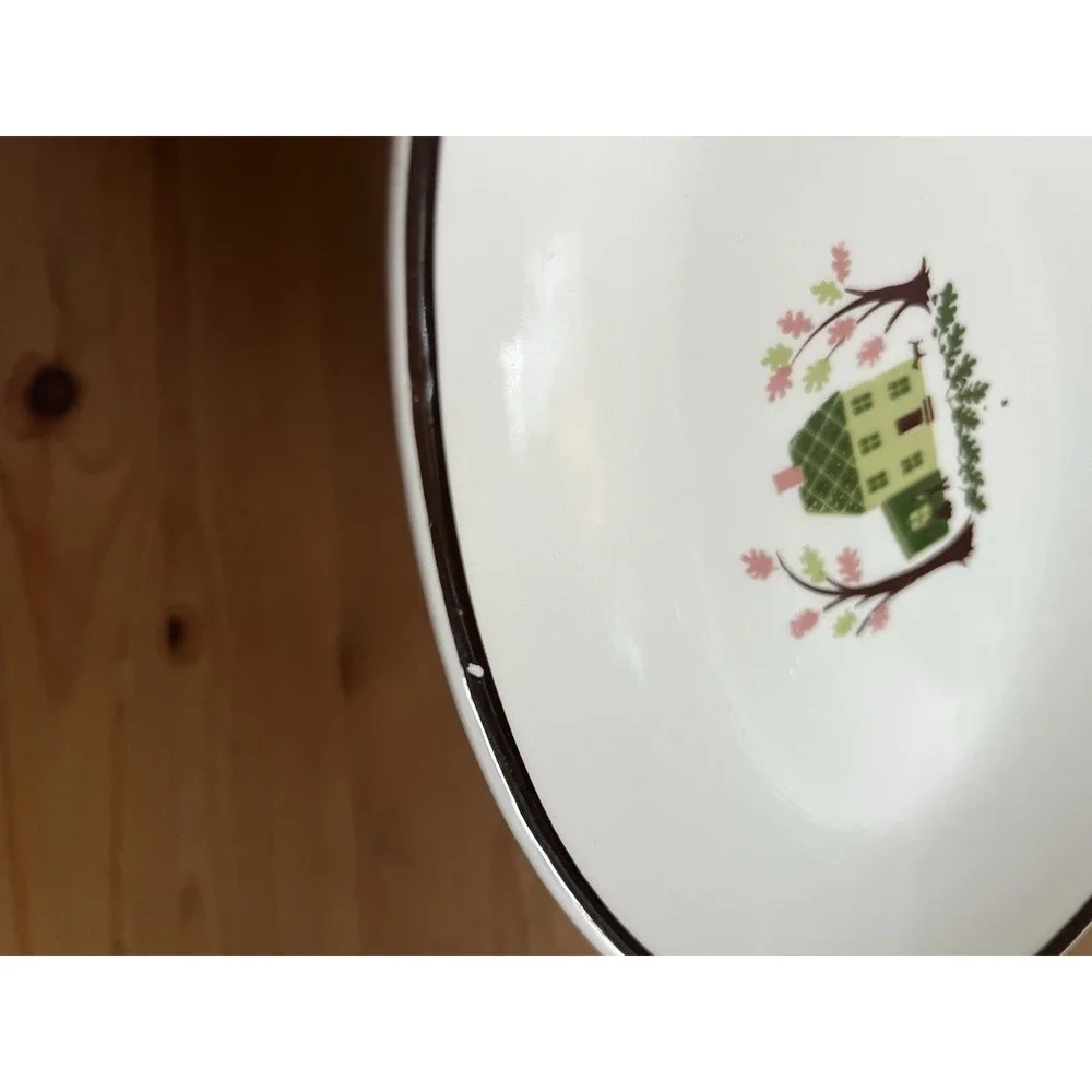 Vintage Edwin M Knowles Oval Platter Colonial House Cottagecore Grandmillennial